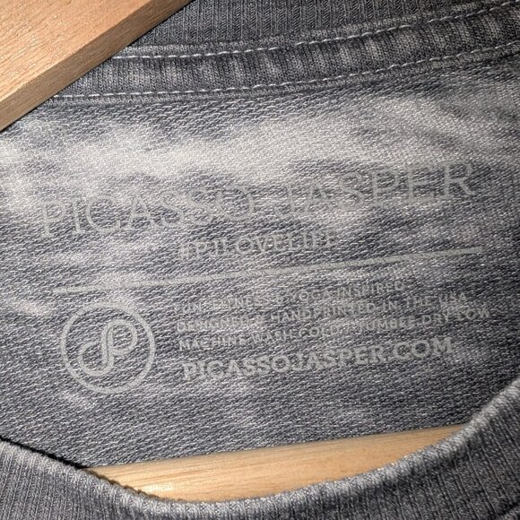 Women's Grey Crew Neck Distressed Sweatshirt "Go Smudge Yourself" in Green - Picture 3 of 6